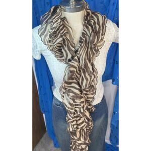 Ruffle Y2K Scarf Belt Brown And Cream Zebra Print Stripes Fornash